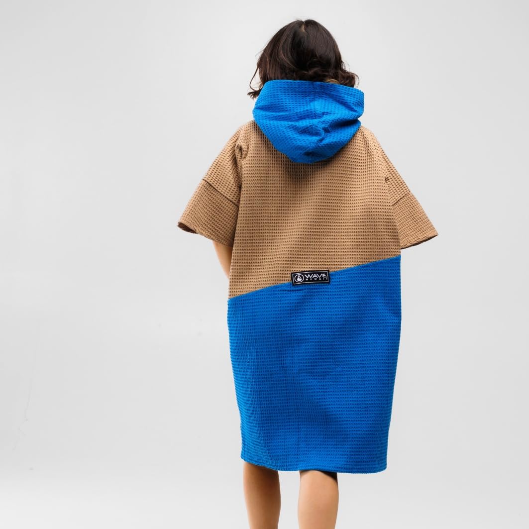 WAVE HAWAII Travel-Poncho de baño para hombre y mujer, L-XL, 171-197 cm | 100% algodón, poncho de surf para adultos, toalla de rizo con alta absorción de agua, ayuda para cambiar la playa, adultos