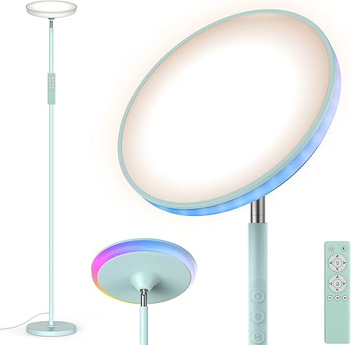 WOWLUMEN Lámpara de pie brillante para sala de estar, luces LED de habitación de 42 W con control remoto, 3700 lm RGBW moderna luz de pie alta,