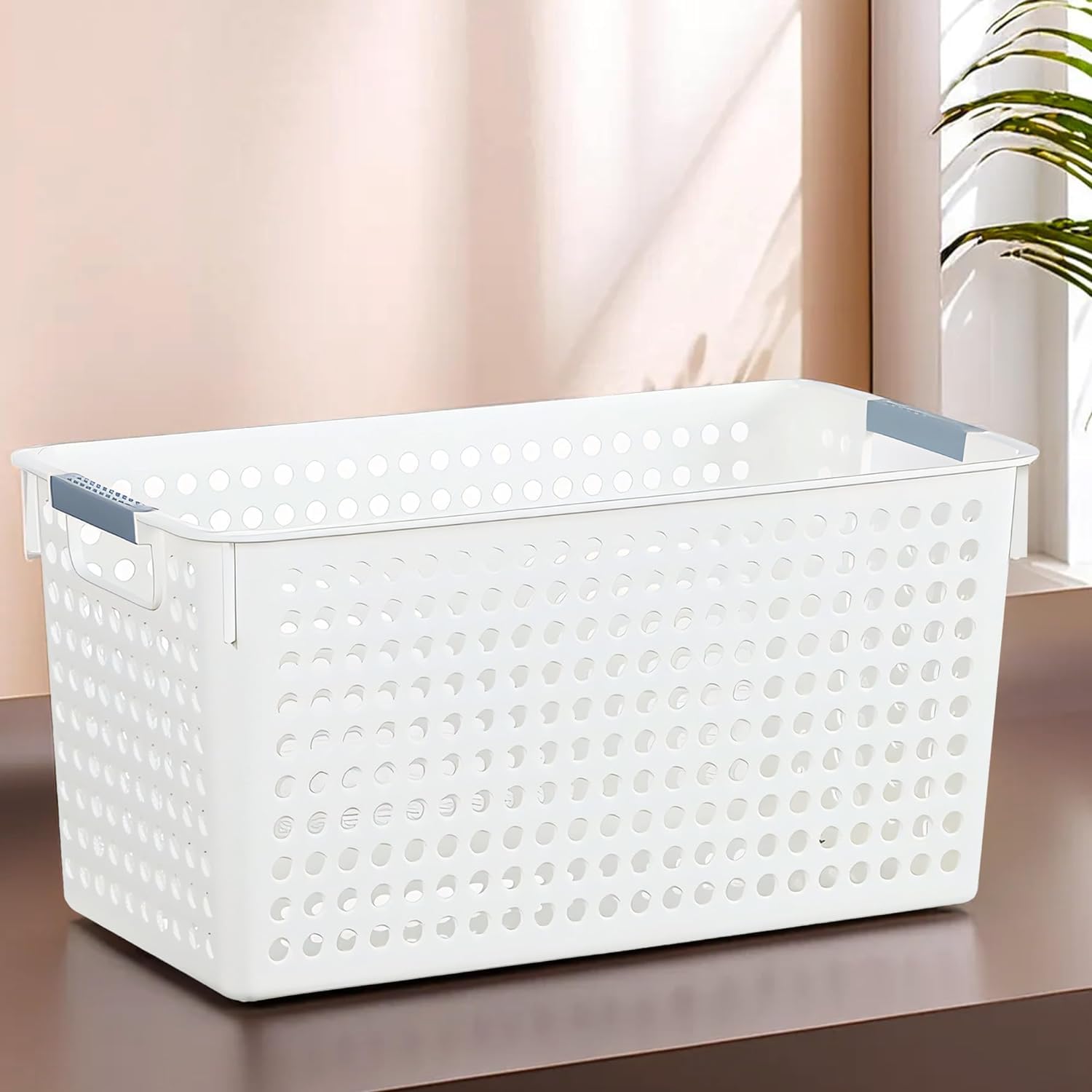 Kuber Industries Shelf Baskets 17.5 cm Height | Plastic Storage Basket for Kitchen Fruits Vegetables Toys | Multipurpose Utlility | Attractive Design | White