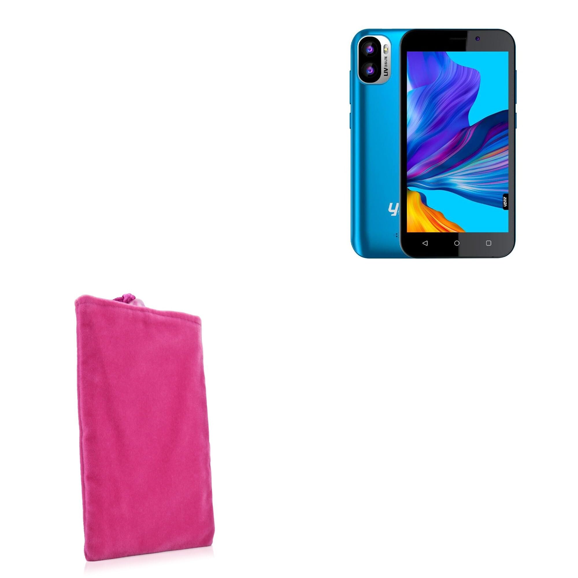 BoxWave Case Compatible with Yezz Liv 3S LTE - Velvet Pouch, Soft Velour Fabric Bag Sleeve with Drawstring - Cosmo Pink