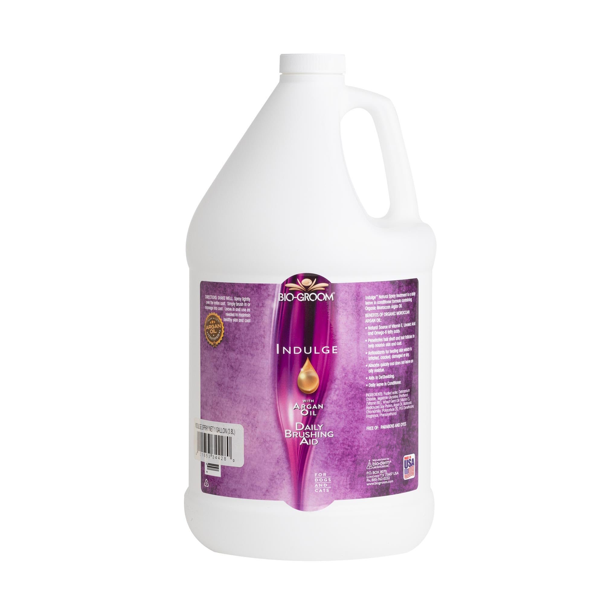 Bio-Groom - Indulge Argan Oil Conditioner Spray - Dog Conditioner - For Extremely Dry or Flaky Skin - With Vitamin E, Linoleic Acid and Omega-6 Fatty Acids - Helps Detangling the Coat - 3.8 L