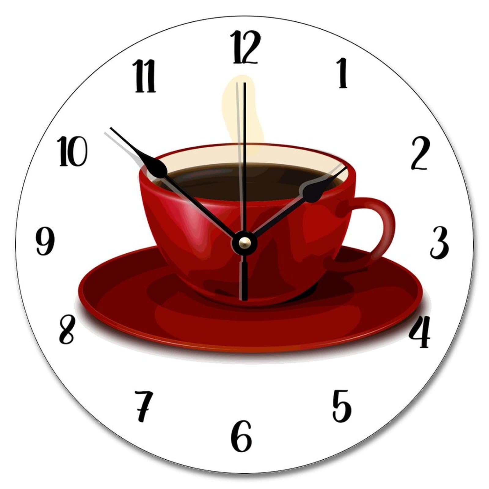 Amazon.com: Red Coffee Cup Kitchen Wall Clock Decorative Rustic Chic