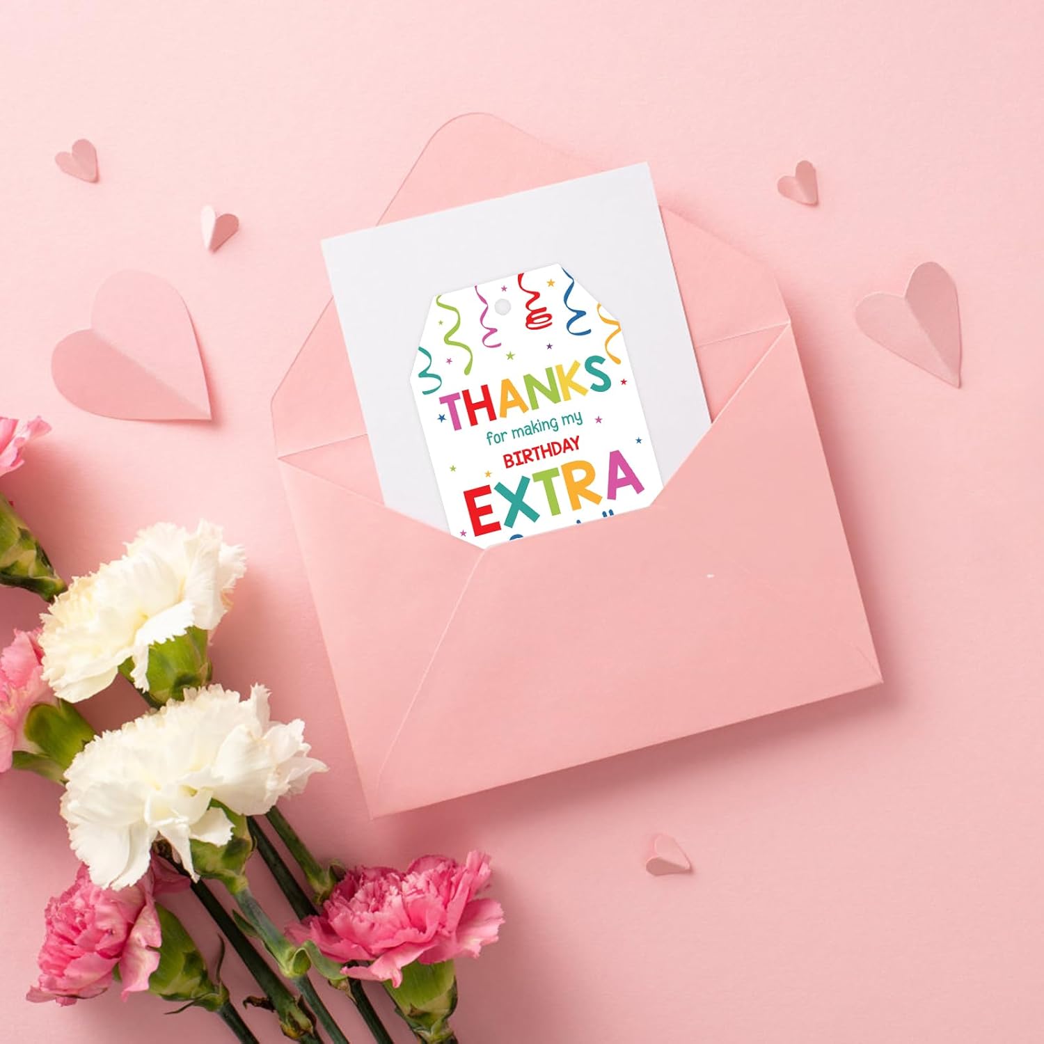 Anwyll Thank You Tags for Birthday Party Favor 50Pcs Confetti Birthday Thank You Gift Tag with String Thanks You for Coming and Making My Birthdays Extra Special Tags Happy Birthdays Tag for Treat Bag - Image 5