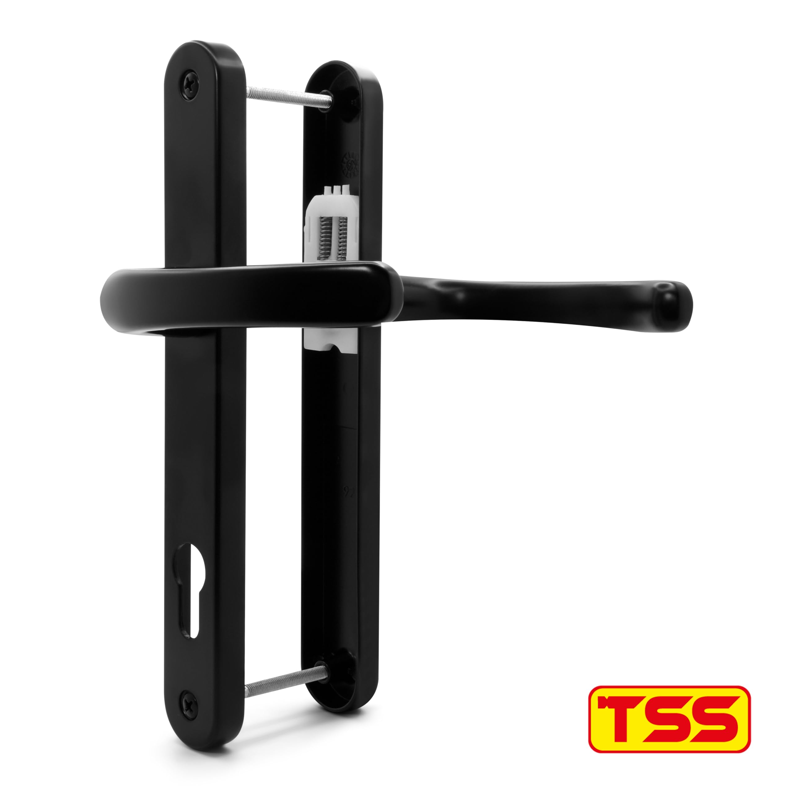 TSS UPVC Door Handles Set including Blank External (Dummy), Lever/Lever, 92mm PZ (Centres), 215mm Screw to Screw - Image 2