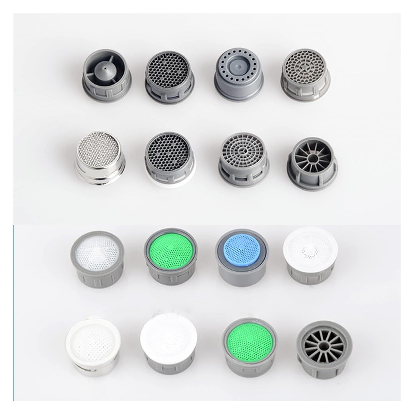 Juego de 4 filtros aireadores para grifos de Cocina y baño | Rosca Externa de 24 mm (Plata1)