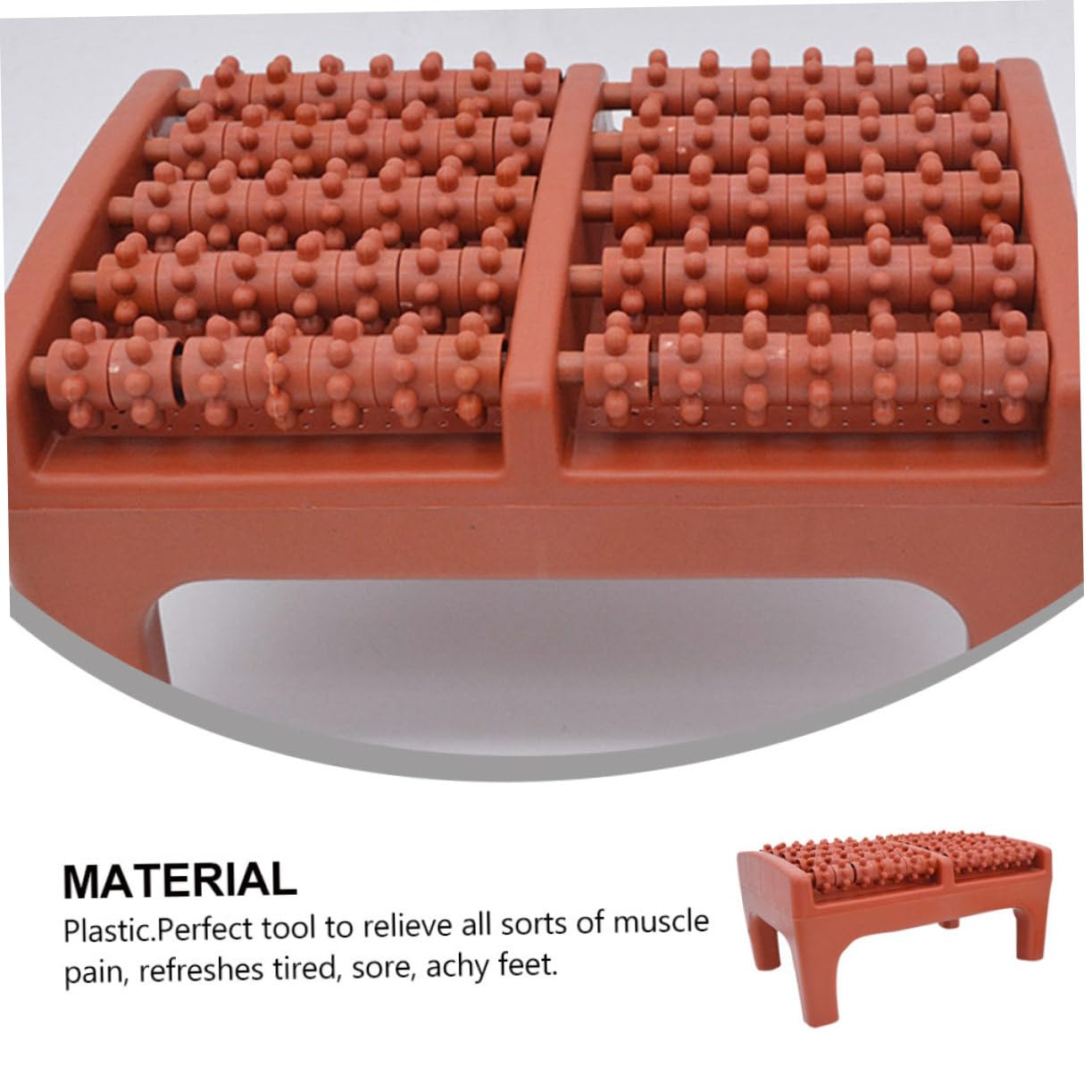 FRCOLOR Rodillo para Pies con Ruedas Y Deslizadores de Masaje de Acupresión Taburete para Masaje de Pies para Uso Doméstico Color Marrón