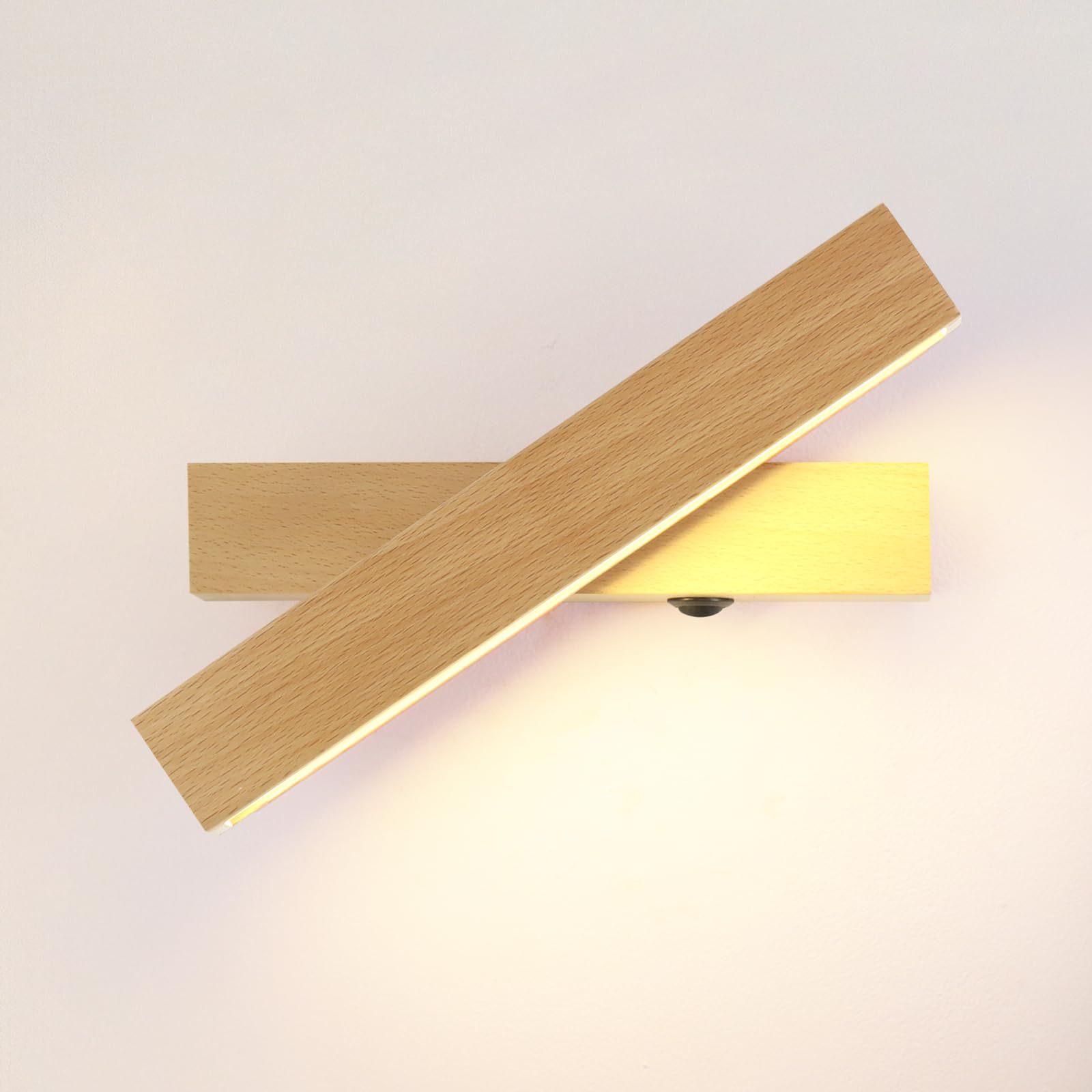 LED Aplique Pared Interior De Madera,6W 3000K Apliques Pared Dormitorio Con Switch,360° Rotable Moderno Lampara Pared Para Cabecera De Cama, Pasillo, Sala De Estar,31Cm