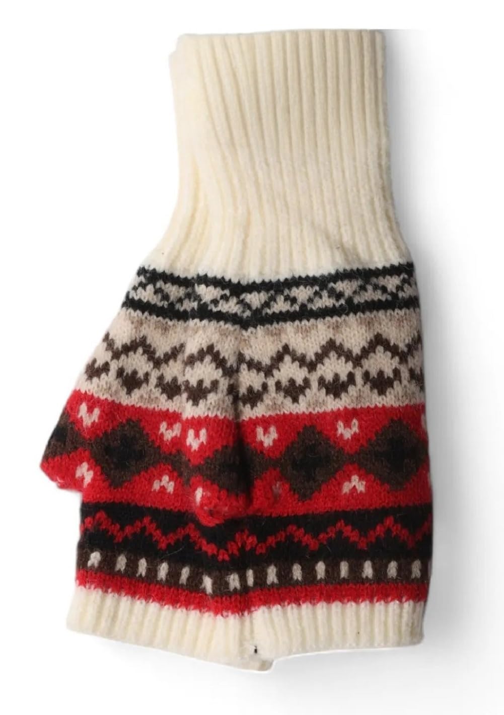 Jess & Lou Women's Cream Nordic Fingerless Gloves Wrist Warmers Mittens Nordic Pattern Design (Cream Nordic)