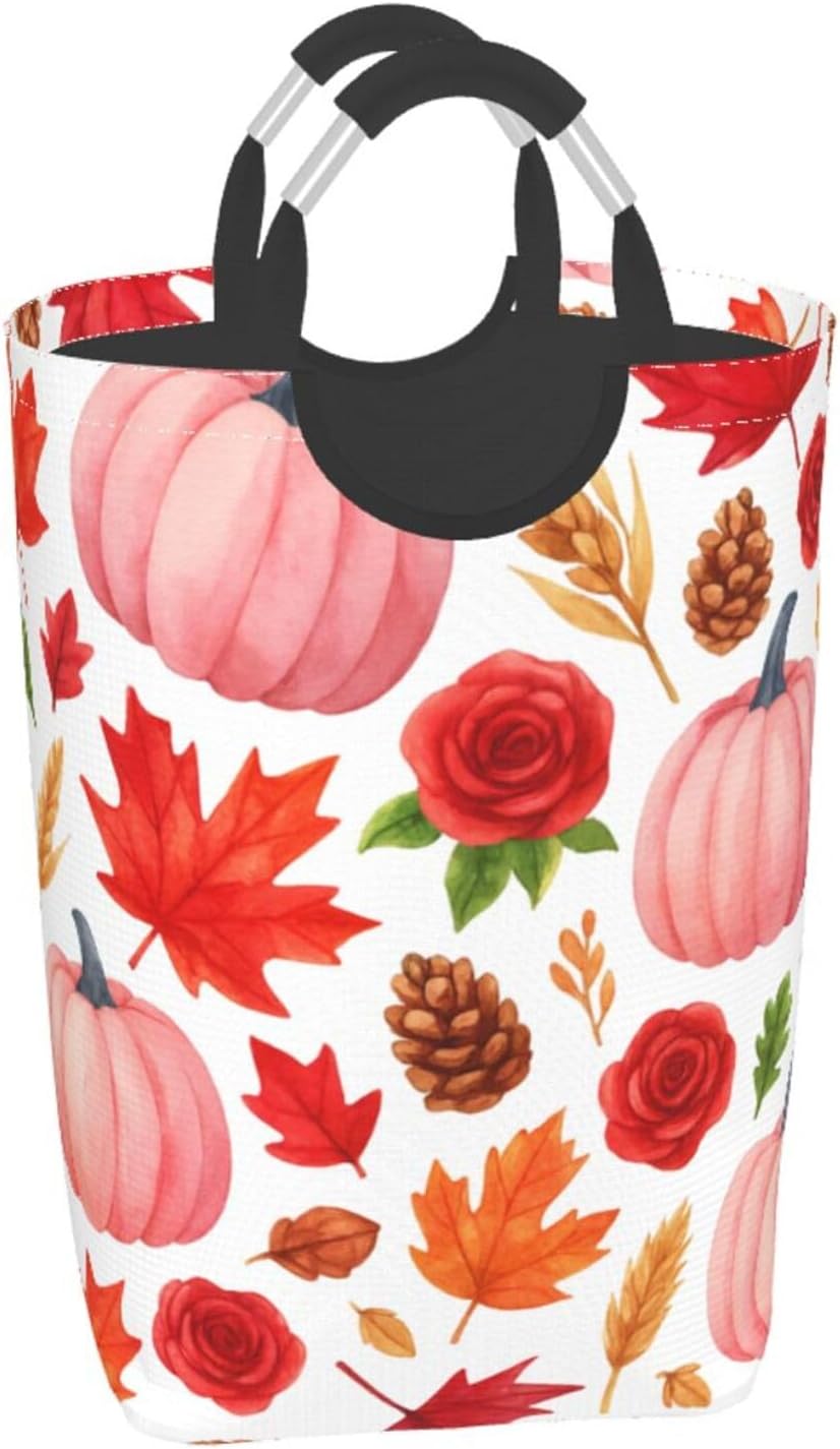 50l Laundry Basket Pumpkins Thanksgiving Waterproof Laundry Hamper Foldable Clothes Laundry Bag With Handles