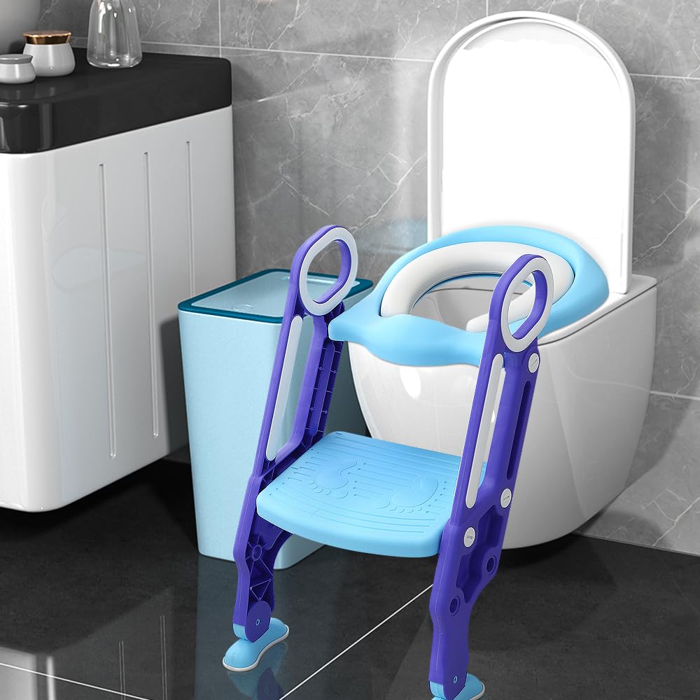 Homewell Riduttore WC per bambini con gradini, 2 in 1, rialzo WC per bambini per ragazzi e ragazze, sgabello per scale, sedile WC antiscivolo scala riduttore