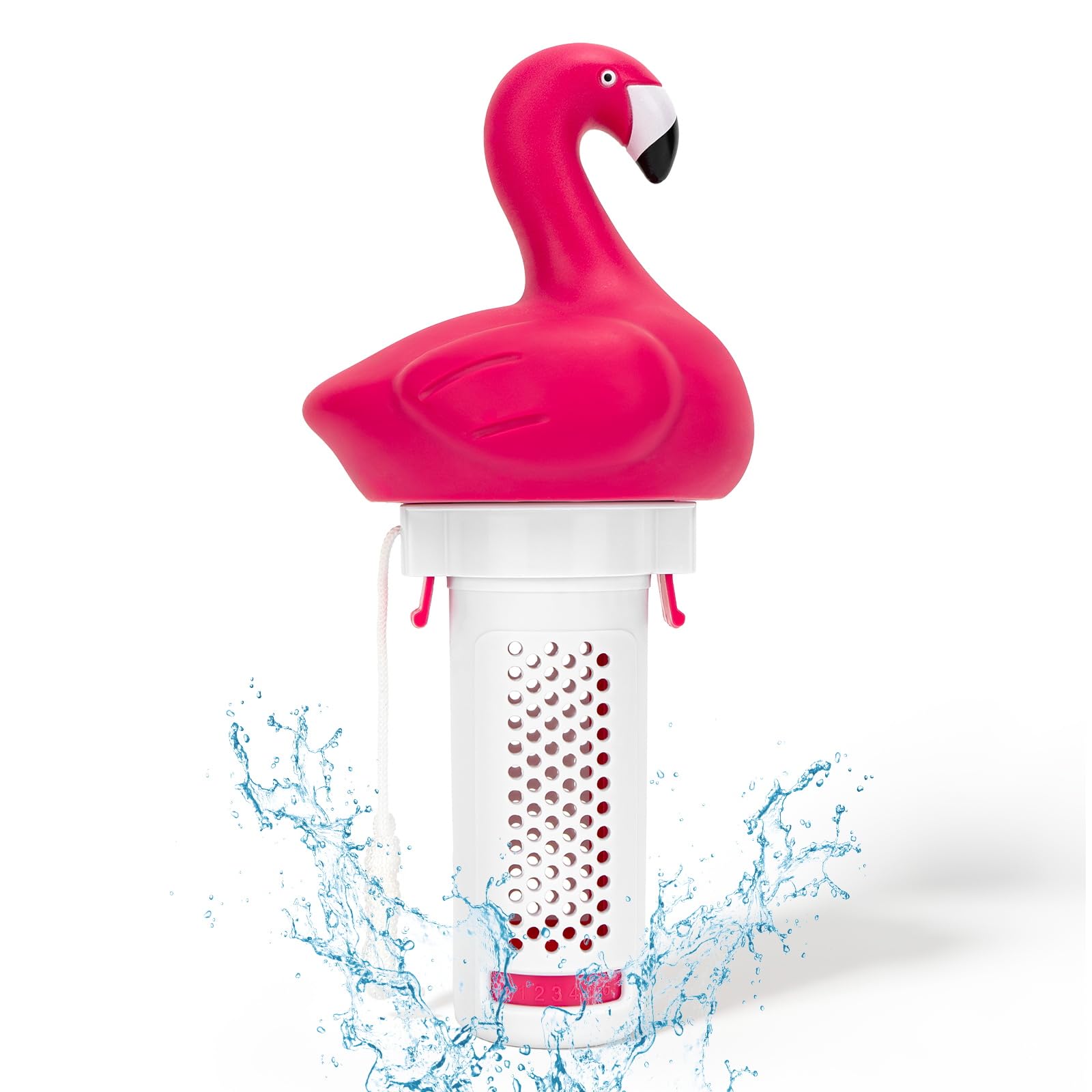 KGC Dispensador de Cloro Piscina Flotante, Flamingo Difusor Flotante Dosificador de tabletas 2,5cm Pastillas de Cloro y bromo, Tabletas de Cloro Dispensador de Cloro para Piscinas, spas y Fuentes