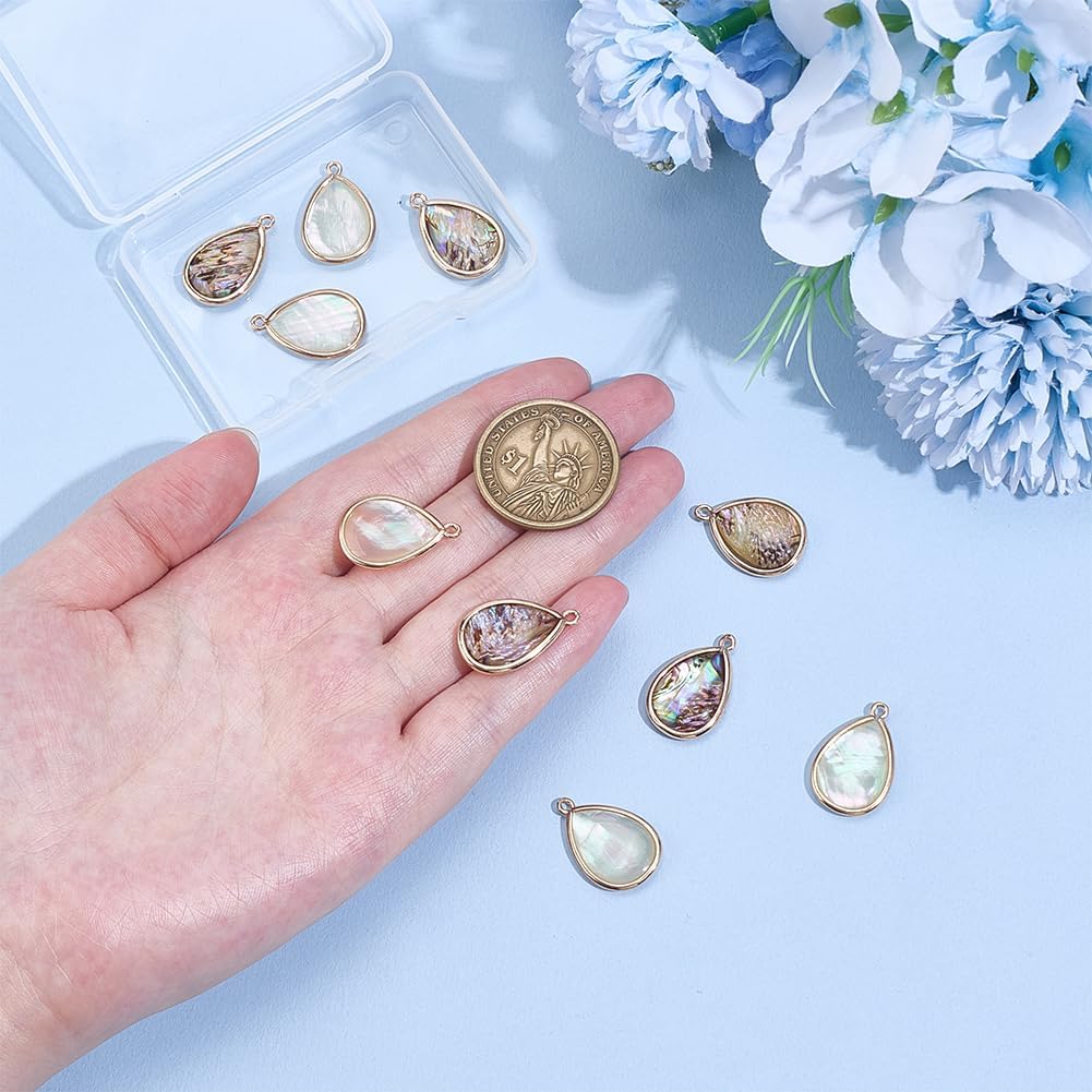 arricraft 10 Pcs Abalone Shell Charms, 2 Colors Teardrop Shell Pendant Natural Paua Shell Pendant Beach Seashell Beads Charms for Earrings Bracelets Necklace Jewelry Making - Image 3