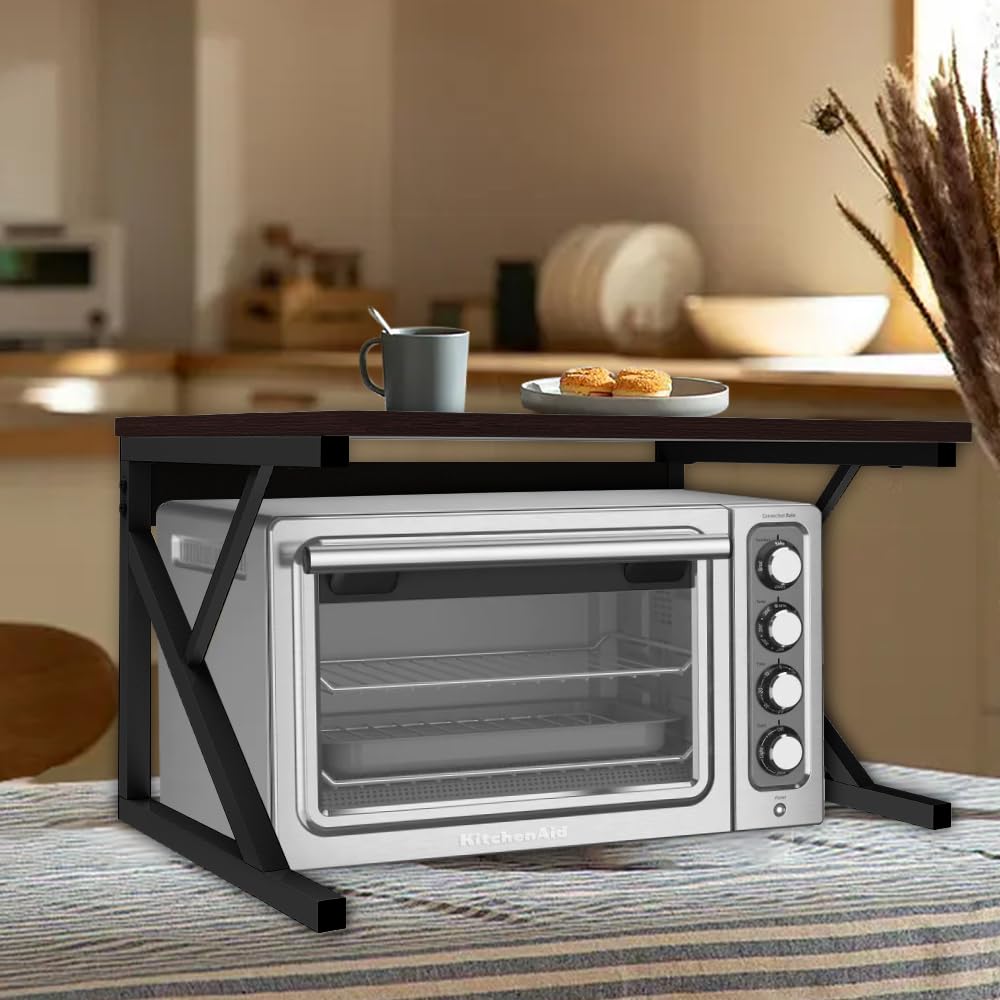 HUOLE Scaffale Cucina Salvaspazio, Espandibile Mensola Microonde, Mobile Cucina Salvaspazio Scaffale a 2 Livelli, adatto per Forni a Microonde, Utensili da Cucina -54 * 35 * 34,5 cm-nero
