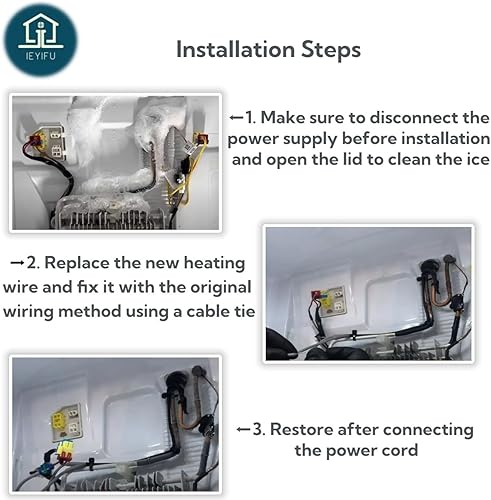 Miniatura 6 de Bobina de calefacción secundaria SH502 mejorada para drenaje y calentador de puerta, 32 pulgadas de largo, 120 V 15 W, para descongelación de
