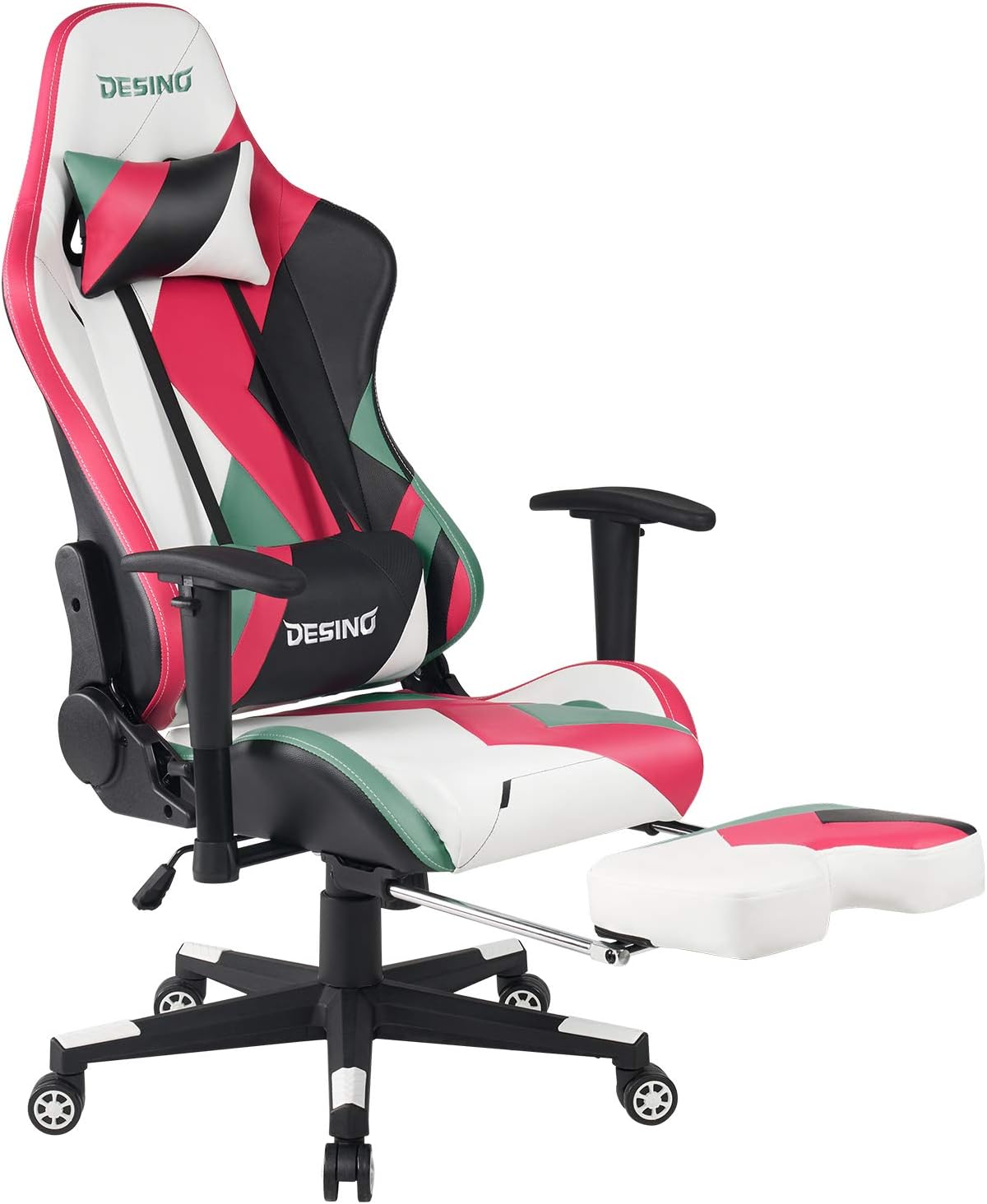 DESINO Gaming Chair Racing Style High Back Computer Chair Swivel Ergonomic Executive Office Leather Chair with Footrest and Adjustable Armrests (Multicolor)