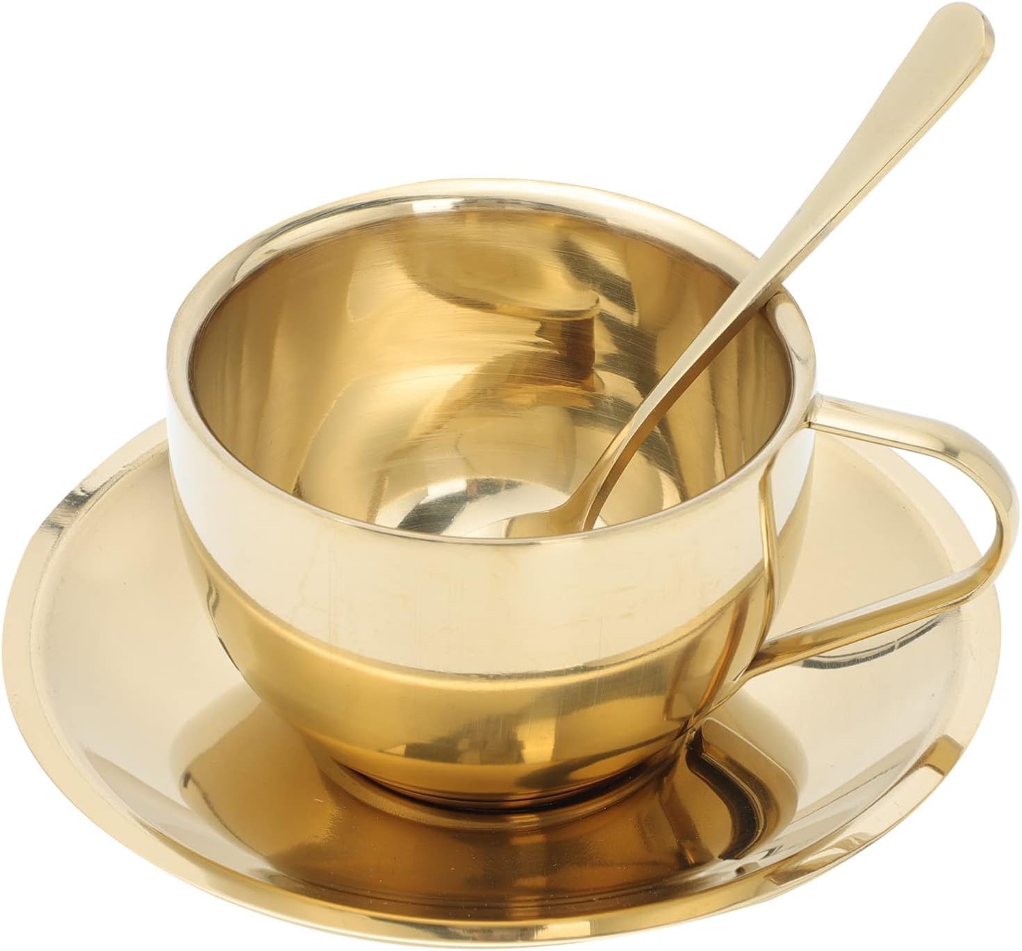 Ensemble de tasse à café en métal moderne avec soucoupe en acier inoxydable