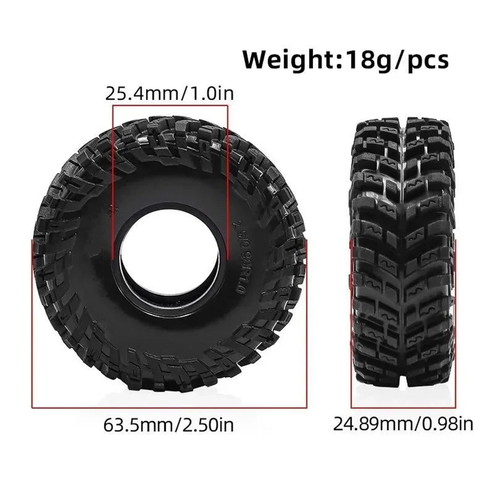 Per Axial Per Scx24 Per Fms Per Ascent-18 Per Trx4m 1/24 1/18 Rc Auto Parti Aggiornamento Pneumatici 1.0 Pollici 64x25mm Camion Cingolato Ricambi Modellini RC
