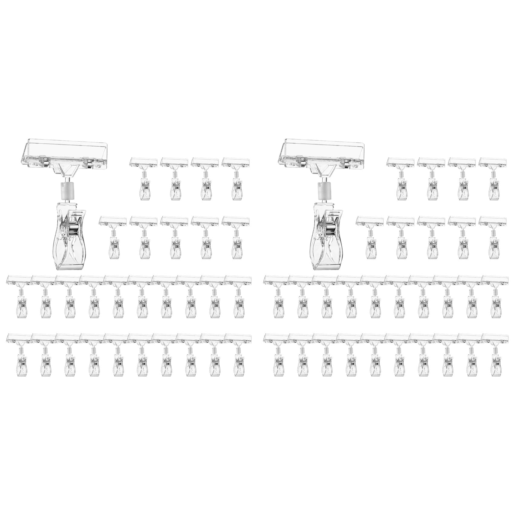 Hndhbfgrt 60PCS Clear Sign Clips for Display, Sign Holder Clips for Retail, Plastic Price Sign Clamps Label Tag Acrylic Clips