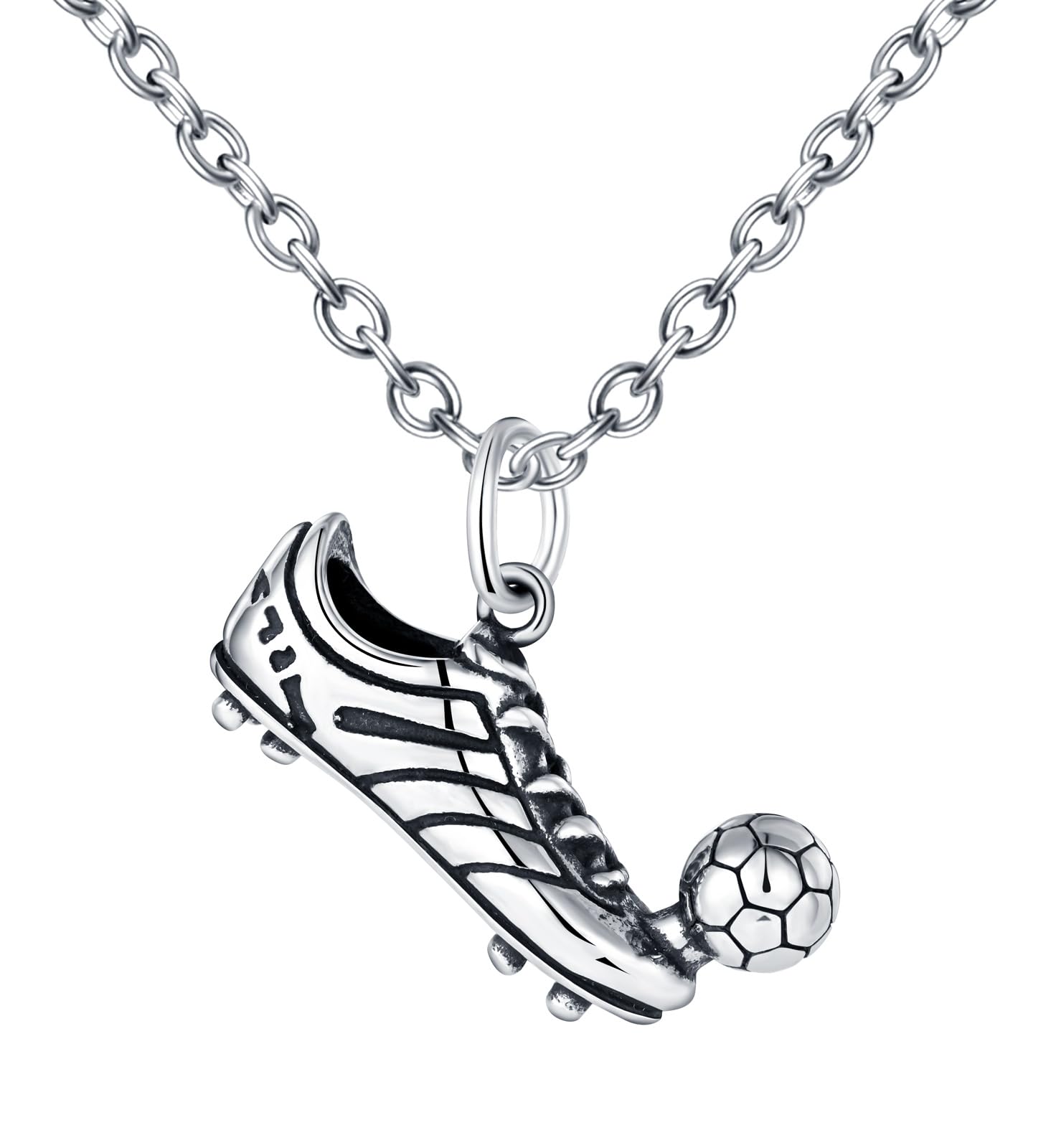 Collier Pendentif Football Acier Inoxydable Homme - Chaîne 55cm, Design Hip Hop, Cadeau Sportif
