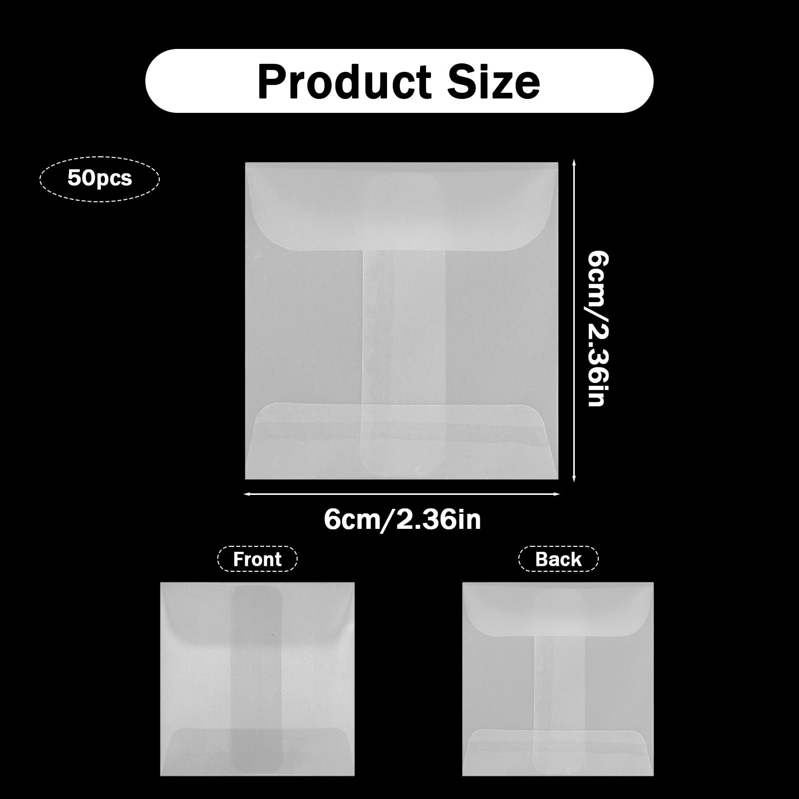 Enveloppes transparentes en verre 9,94 x 7,9 cm Lot de 50 pour timbres invitations