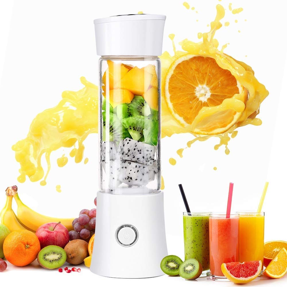 HWZXBCC Portable Blender,Travel Blender for Smoothies and Shakes, USB Rechargeable Small Blender for Shakes and Smoothies (Color : White)