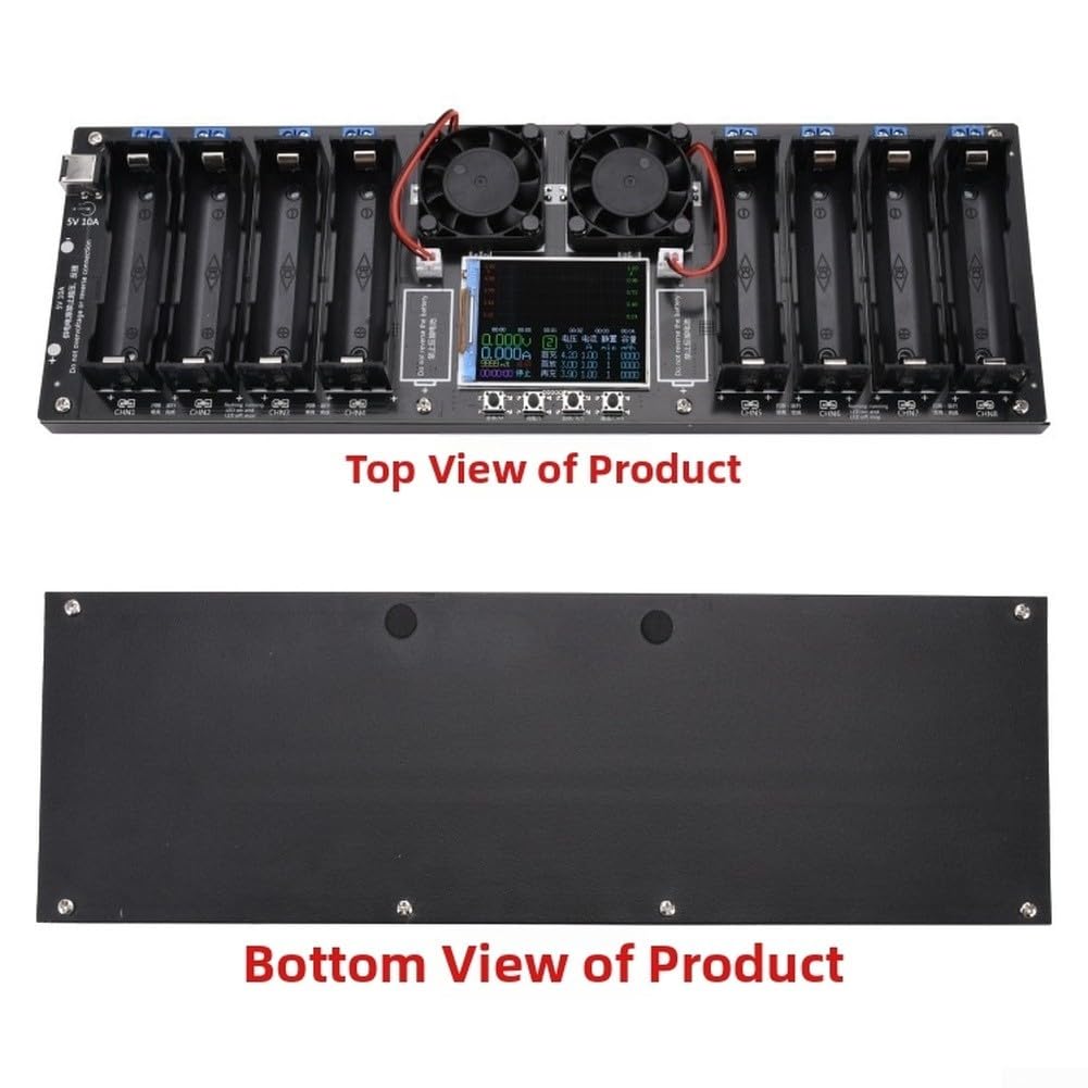 Testeur de capacité de batterie, testeur de résistance interne à 8 canaux, écran couleur incurvé de 2,4" pour test de batterie