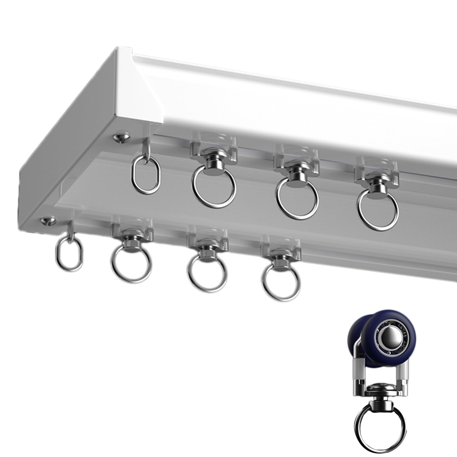 au plafond, glisseurs de rail de rideau en alliage d'aluminium pour la maison/bureau/jardin d'enfants, tringles de séparation droites robustes (couleur : blanc, taille : 1,7 m) (blanc 2,6 m/8,5 pieds)