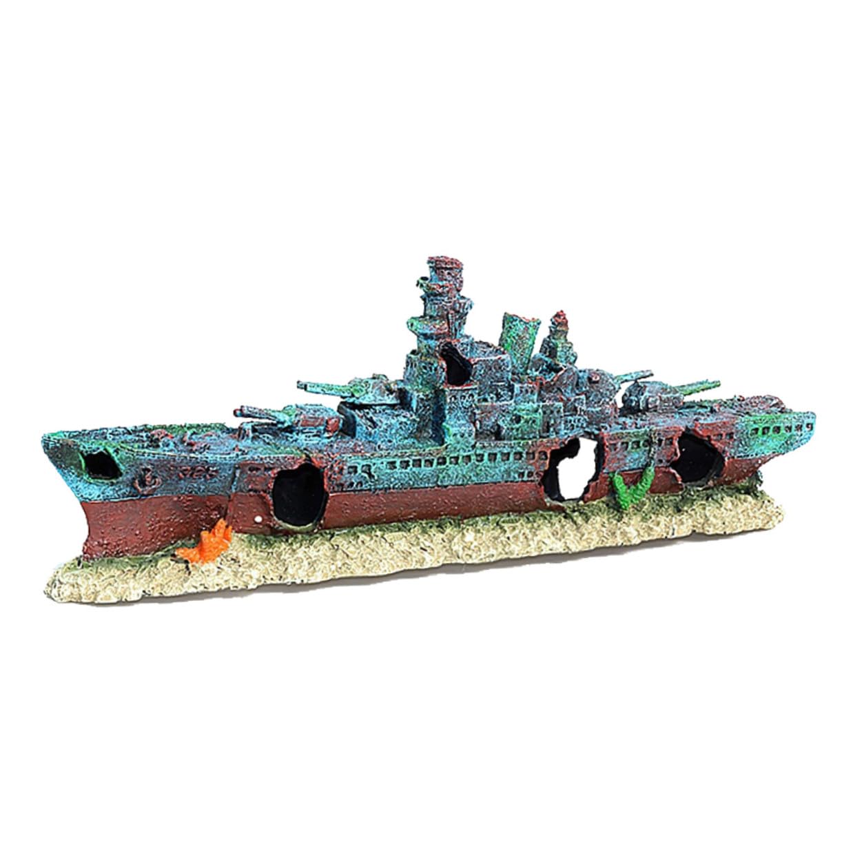 DOITOOL Aquarium Dekoration Schiffswrack aus Kunstharz Realistisches Wrack Versteck für Betta und Tropische Fische Unterwasser Boot für Süßwasser Aquarien