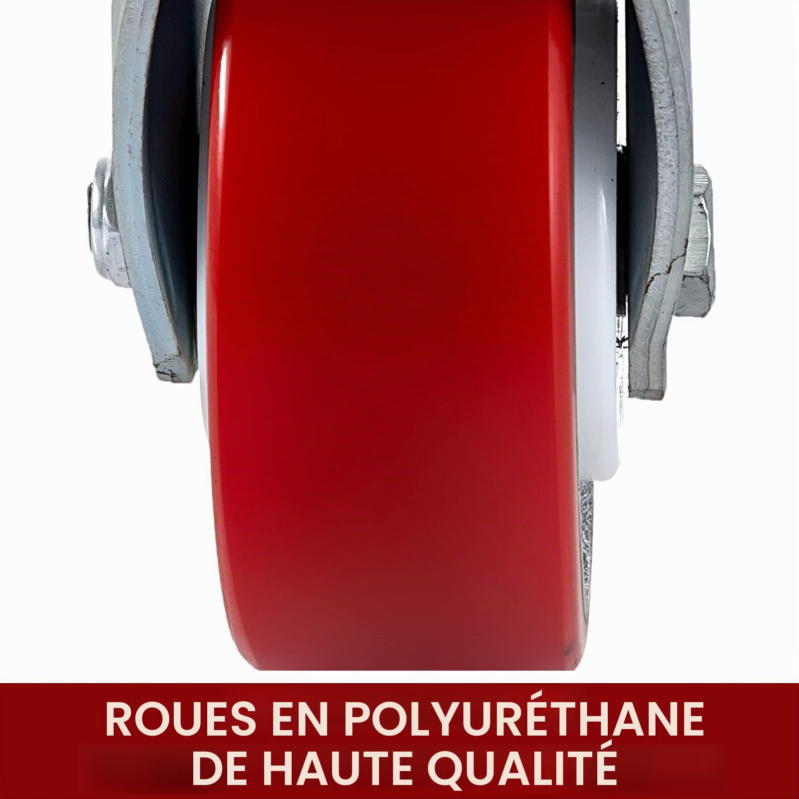 VEVOR Roulettes 15 cm Lot de 4 2 roulettes rigides et 2 roulettes pivotantes avec frein latéral, plaque de noyau en fer, polyuréthane, capacité de charge 450 kg par roue pour atelier, garage, entrepôt