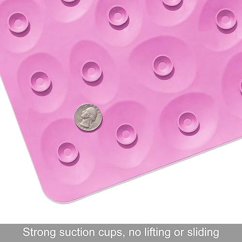 Miniatura 5 de OTHWAY - Alfombra de baño de goma, suave y antideslizante con ventosas potentes, para la tina (rosado Barbie)