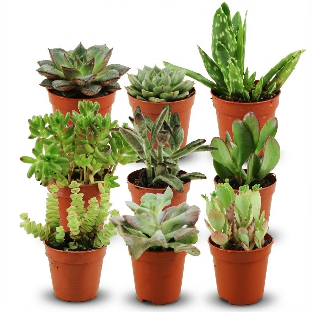 Mix di Mini Piante Grasse da Interno, Set da 9 Pezzi, Ø 5.5 cm
