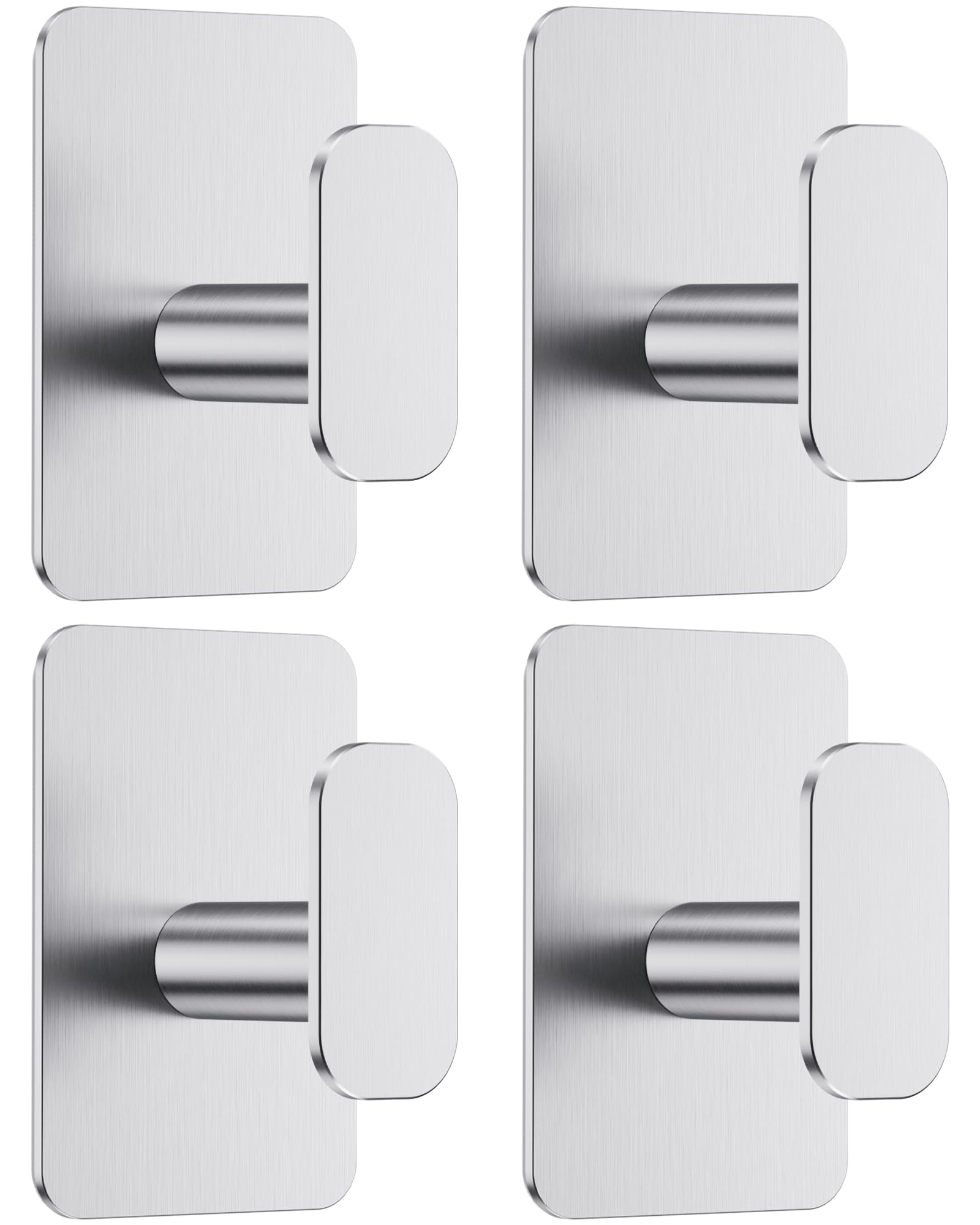 Aikzik 4 Pack Large Self Adhesive Hooks, Stainless Steel Sticky Hook Heavy Duty, Over 12kg Load - Strong Hooks for Hanging for Towel, Coat, Robe, Stick on Bathroom, Kitchen, Door and Wall