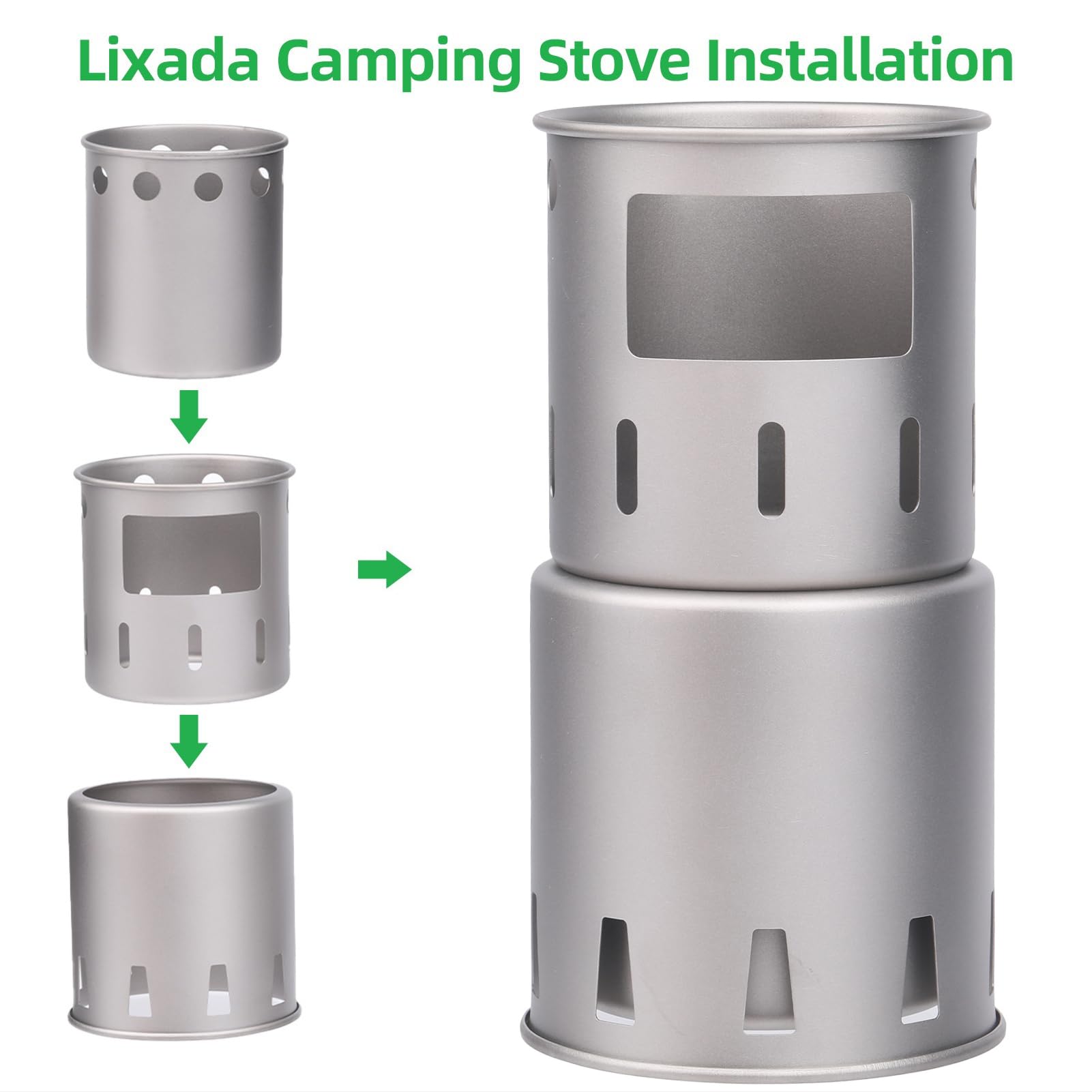 Lixada Camping Stove Titanium Backpacking Wood Burning Stove Portable Folding Camping Wood Stove Lightweight Mini Camp Stove for Outdoor Camping Trekking Hiking Backpacking Picnic BBQ