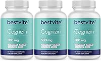 Vista 10 de BESTVITE Cognizin Citicoline 500 mg (120 cápsulas vegetarianas) (60 x 2) - Nootrópico de colina premium estudiado clínicamente - Sin estearatos