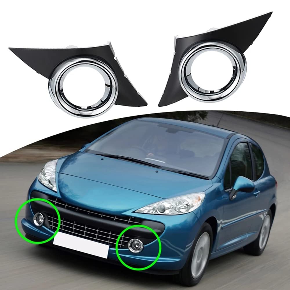 Couvercle Antibrouillard Avant Droit de Voiture Chrome Phares Antibrouillard Cadre Gril Accessoires Auto pour 207 2006-2009