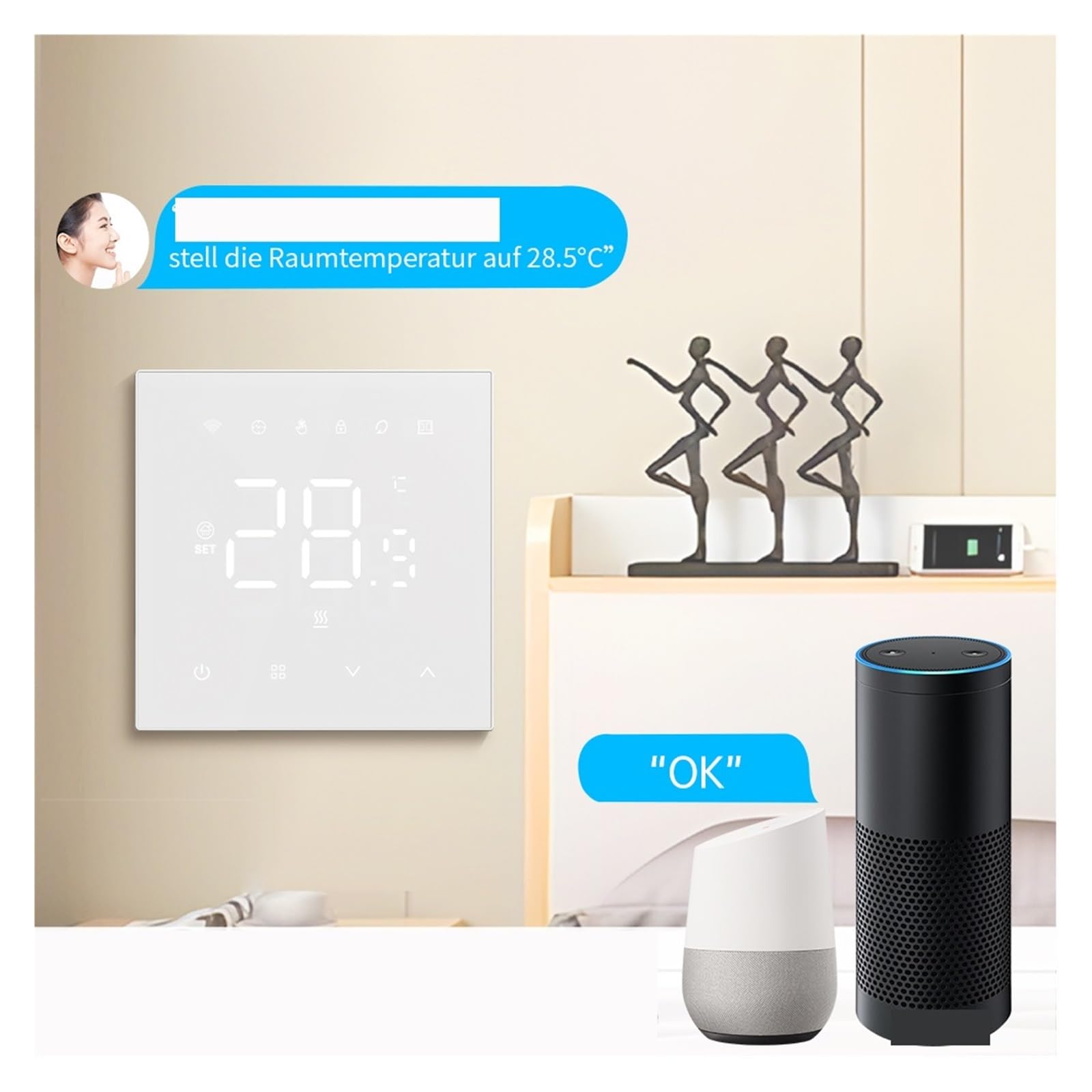 Termostato inteligente, Termostato Tuya for hogar intelinte, calefacción eléctrica, caldera de Gas por suelo cálido, controlador de temperatura LED Digital(3A Gas Boiler-Black)