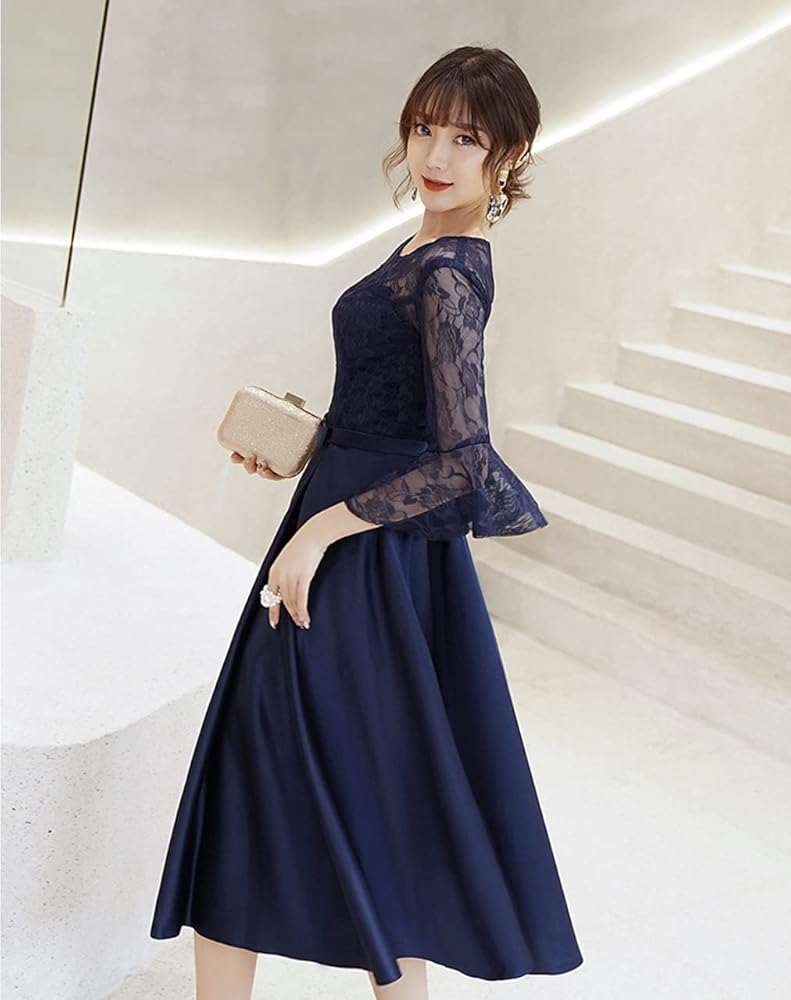 Amazon | [EightSTAR Dress] 結婚式ドレス ワンピース 袖あり 袖