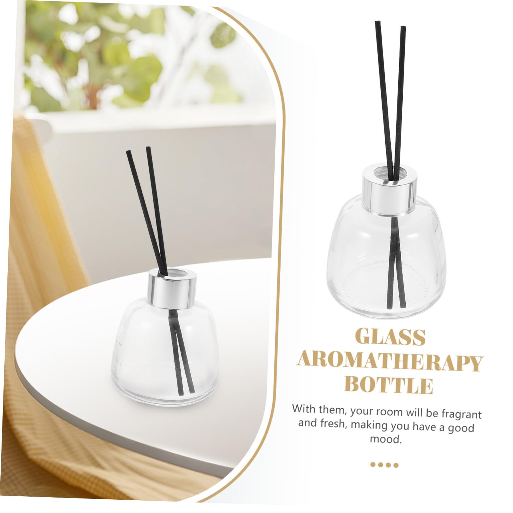 Botella Difusora De Perfume 100ml Transparente De Vidrio, Juego con 2 Frascos y 10 Varillas Negras De 16cm, Difusor De Aceites Esenciales para Aromaterapia Casa, Set Completo