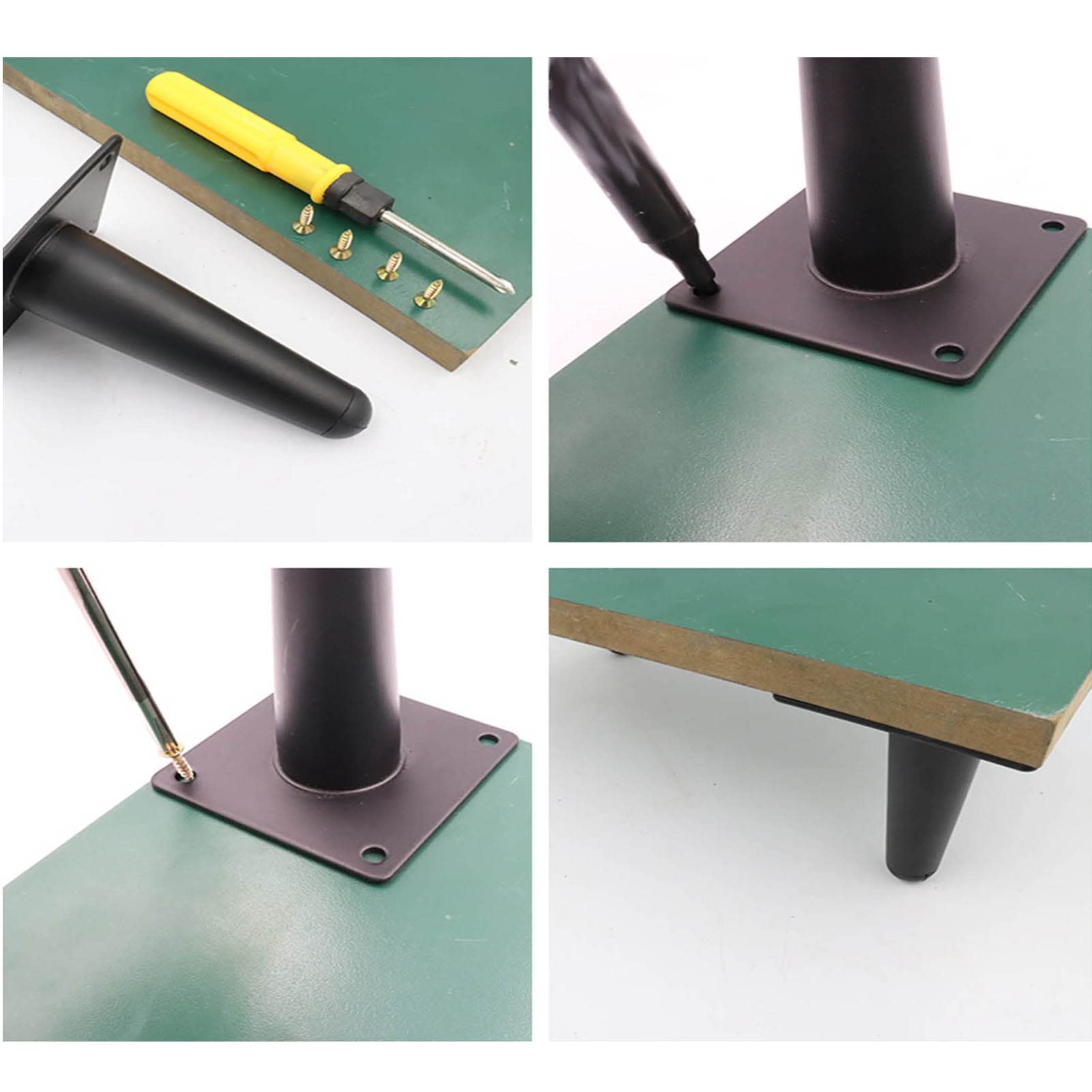 Zestaw 4 czarnych złotych stożkowych metalowych nóżek meblowych, 10 cm, wymienne nóżki na sofę, stół, kanapę, szafkę TV, fotel, stylowe akcesoria do samodzielnego wykonania
