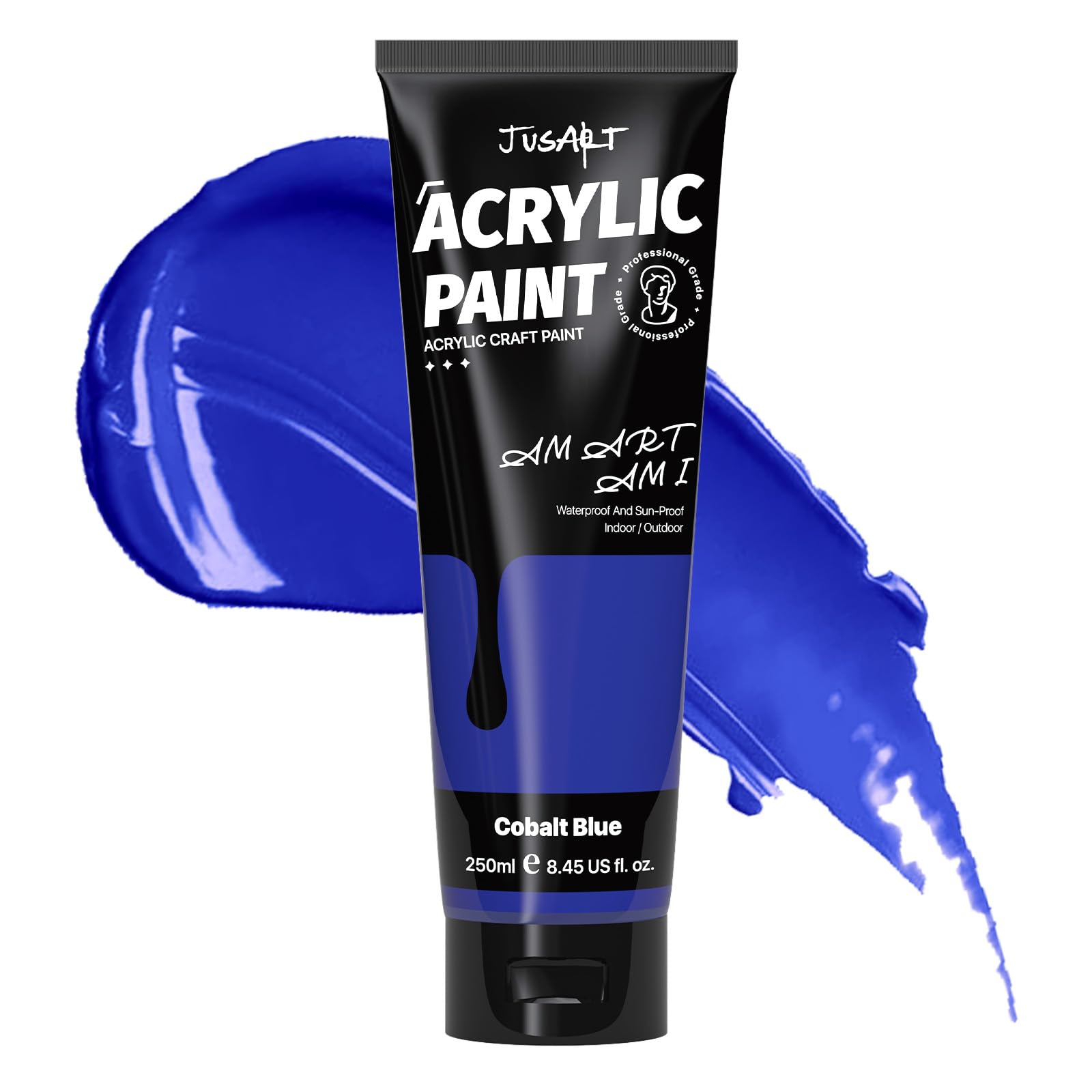 JusArt Acrylic Paint Blue Tubes 250ml,Non Toxic Craft Paint, No Fading Rich Pigment for Canvas Painting,Wood,Fabric,Clay,Stone,Ceramics Art Supplies for beginners and professional Artists