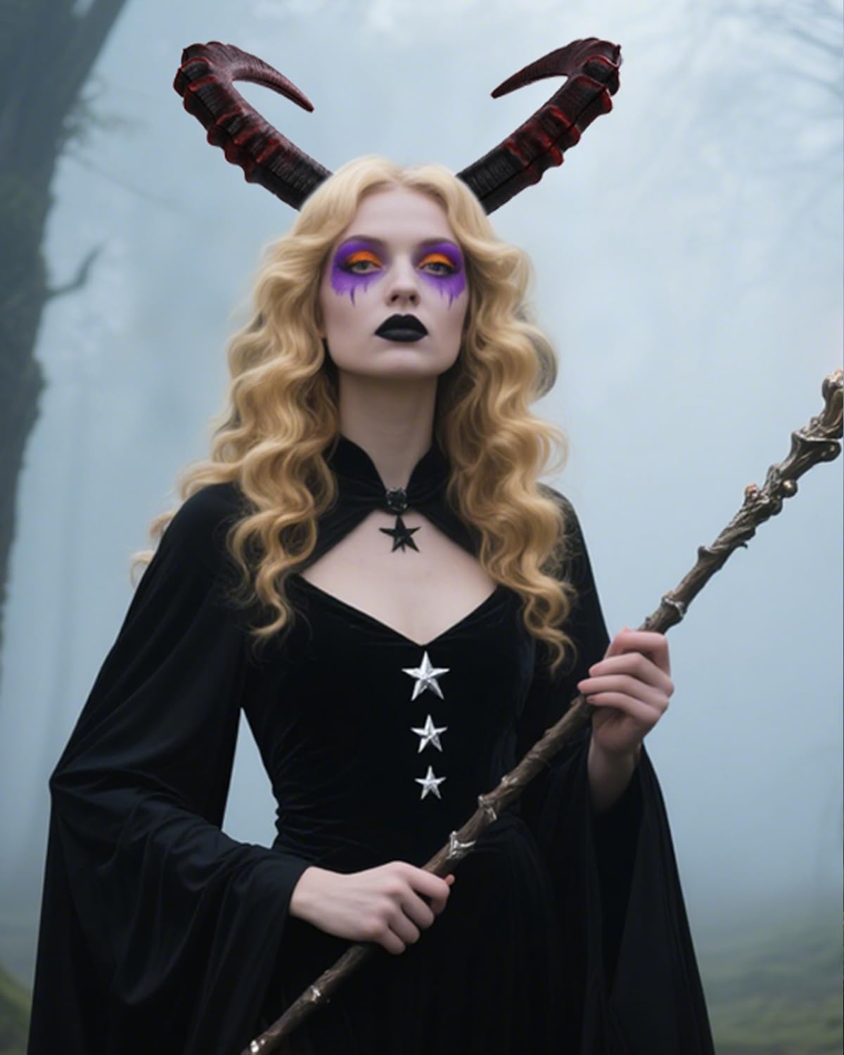 L'VOW Gothic Demon Horn Headband Headpiece Devil Horns Headdress Halloween Costume Cosplay Accessory - Image 3