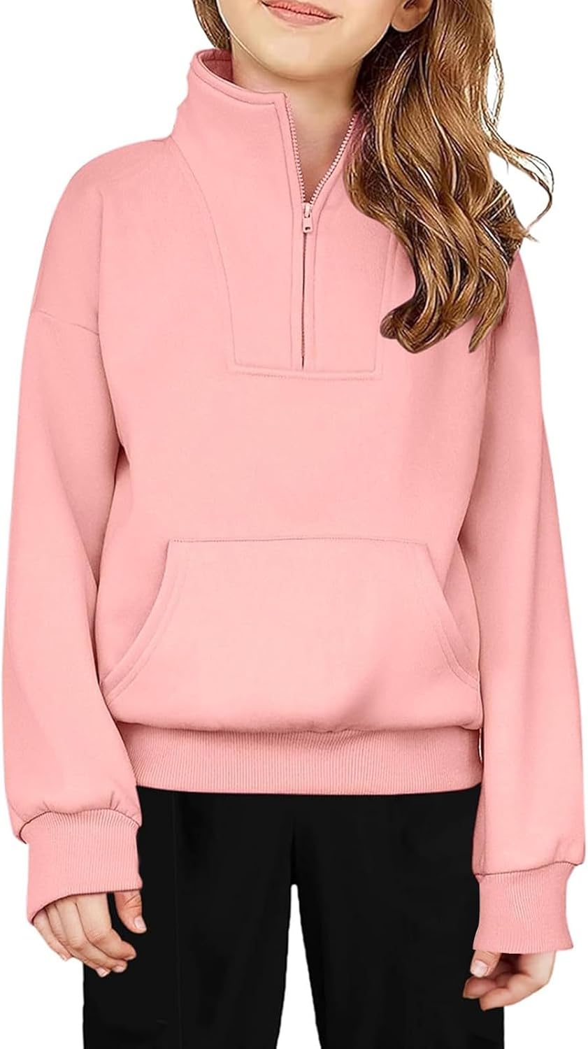 Toddler Zip Up Sweatshirt Long Sleeve Solid Zipper Pullover Sweatshirts Unisex Youth Sports Back To School Tops With Pocket