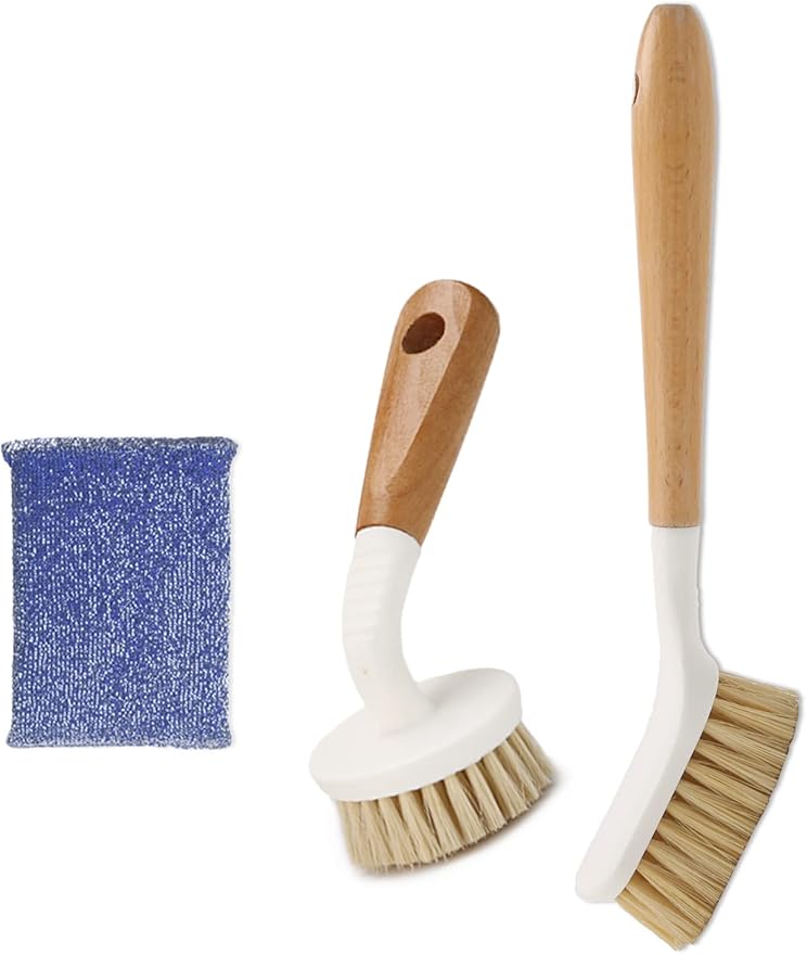 Dish Washing Brush Sisal with Bamboo Handle Dish Scrubber