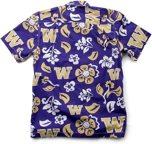 Miniatura 2 de Wes and Willy Camisa floral de la Universidad de Washington para hombre con botones