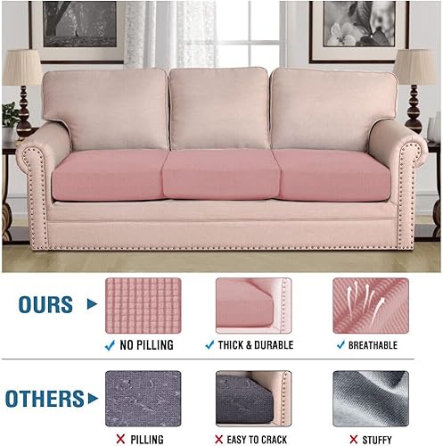 Miniatura 6 de Funda de cojín elástica de 3 plazas, de elastano, impermeable, de repuesto, suave y flexible, color amarillo claro