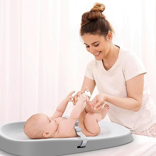 Miniatura 3 de Bellababy Cambiador de bebé, impermeable y antideslizante, suave, fácil de limpiar, ligero, portátil, poliuretano (PU), 27.6 * 19.2 * 2.9, gris