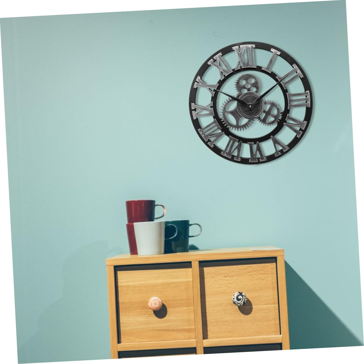 Ciieeo Reloj de Pared Decorativo de Estilo Industrial Retro Batería para Salas de Estar Cocinas Oficinas Diseño de Engranajes para Decoración de Pared