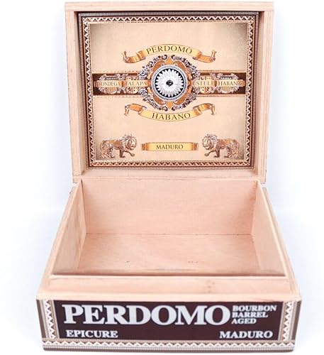 Miniatura 4 de Perdomo Epicure Maduro Habano - Caja vacía de madera para cigarros, 7.75 x 7 x 3 pulgadas