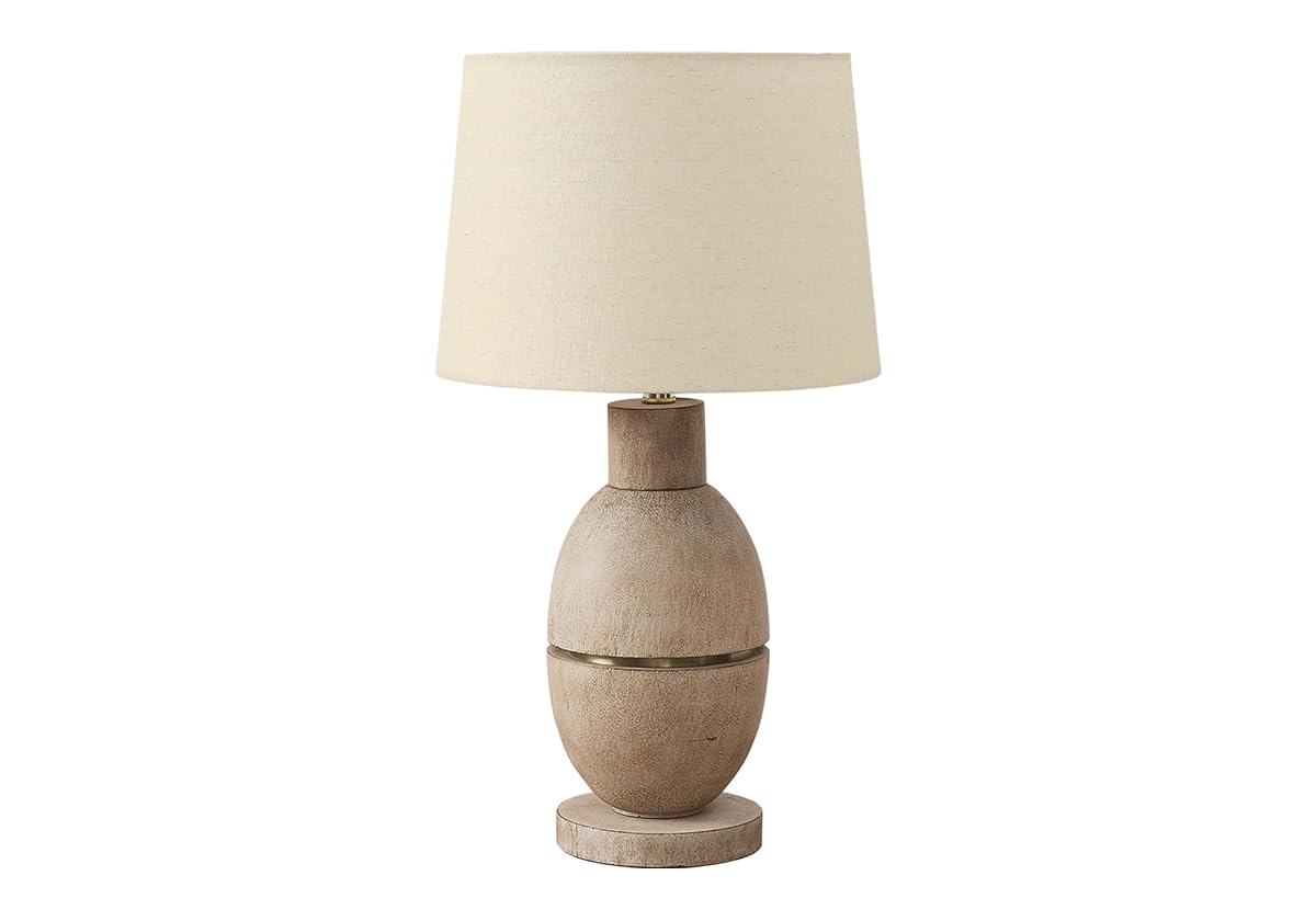 Monarch Specialties Table Lamp I 9886, 25inH, Beige Resin, Beige Shade,