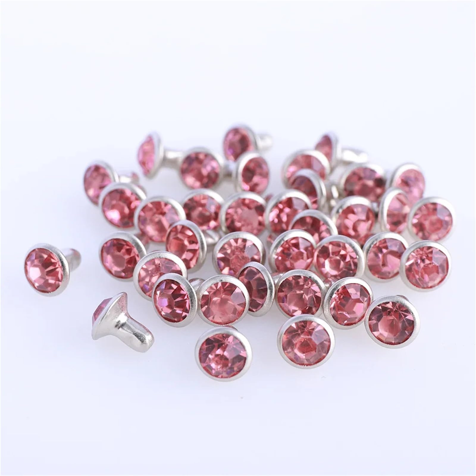 Remaches en forma de diamante, 1000 piezas de diamantes de imitación de alta calidad de 6/8 mm, remaches de cristal para manualidades en cuero, decoración de ropa de cuero (negro, 8 mm)